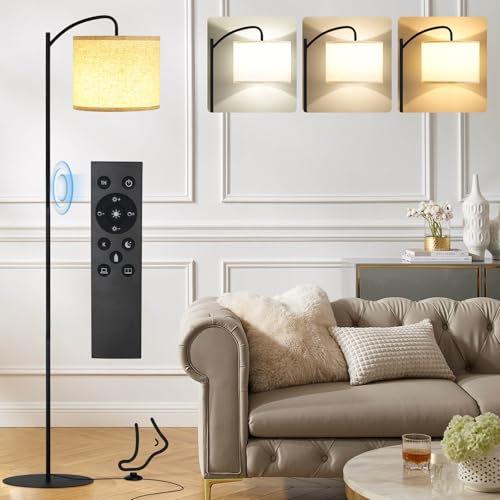 Lampada da Terra con Lampadina LED a 3 Temperature di Colore e Luminosità, Lampade LED, Piantana Moderne con Interruttore a pedale e telecomando, Lampada da Lettura per Salotto, Letto, Ufficio