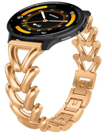 KeHowy 22 mm metallarmband för Garmin Venu 3 45 mm/Forerunner 265/255 Music/vivoactive 4/Venu 2/Active, damersättningsarmband för Huawei Watch GT 5/5 Pro/GT 4/3/Watch 4/3 Pro/GT 2 (46 mm) – roséguld