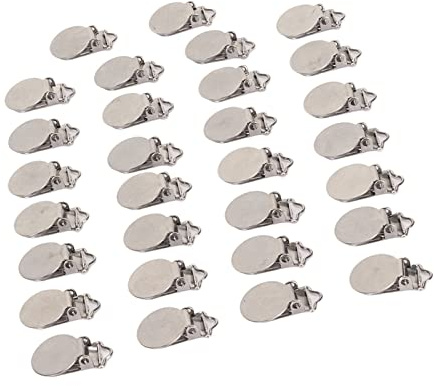 30st Metal Round Pacifier Clips för Småbarnselektropläterade Rostfritt Stålstålklipp med Rund Utseende, Liten och Delikat, Lätt, Lätt Att Bära, för Tandläkare