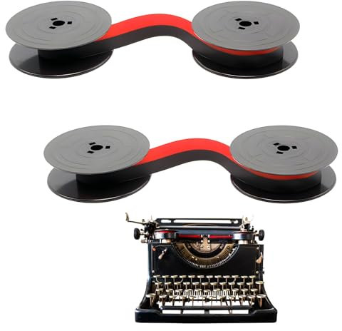 Farbband Schreibmaschine Kompatibel mit Olivetti Lettera, 8 Meter 52mm Durchmesser Schwarz&Rot Schreibmaschinenband Mechanisch für Gr4 24 32 22 82 34 35, Für Klare und Präzise Druckergebnisse (2pcs)