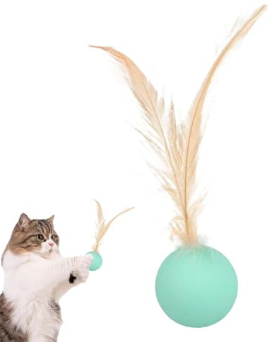 Générique Boules pour Chat - Jeu De Poursuite Intérieur,Balle Interactive À Plumes pour Jeu Intérieur Extérieur Chasse Exercice Entraînement Soulagement Ennui pour Chat