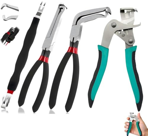 Car Clip Pliers/Disassembly Tools,Efficient Multi-Functional Automotive Snap Ring Pliers,Electrical Disconnect Pliers for Cars,Connector Separator Tool and Fuel line disconnect tool (4PCS)