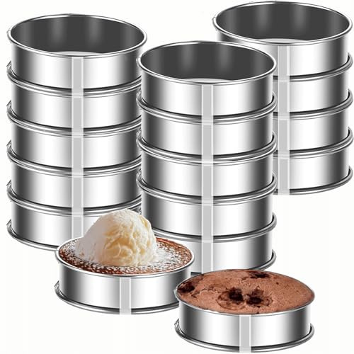 16packs Crumpet Rings 3.15 Inch English Muffin Ring Stainless Steel Double Rolled Nonstick Metal Round Tart Ring Molds for Cookies Pastry Desserts Baking
