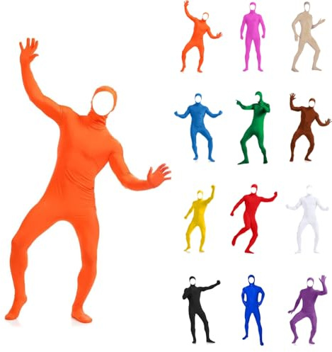 Generisch Costume de carnaval unisexe - Grandes tailles - Couleur unie - Combinaison intégrale pour Halloween, carnaval, cosplay, fête - Unisexe - Stretch - Coupe ajustée - Combinaison intégrale pour