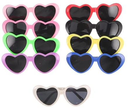 TOGEVAL Lunettes de Soleil pour Petits Chiens et Chats Forme de Cœur, Lot de 9 Pièces, Monture Légère et Confortable, Protection UV Complète, Accessoires de Fête et Déguisement
