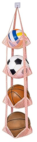 Bollförvaringsställ Flerskikts Utrymmesbesparande Väggmonterat Ställ | Basketballförvaring Över Dörren Organizer för Basketboll Fotboll Volleyboll Tygdjur Leksaker Garage Sovrum Barnrum