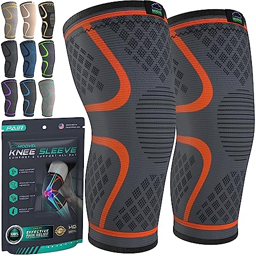 MODVEL Kniebandage Set für Damen und Herren, atmungsaktive Knee Support, Größe M