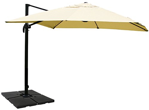Mendler Gastronomie-Ampelschirm HWC-A96, Sonnenschirm, 3x4m (Ø5m) Polyester/Alu 26kg mit Ständer drehbar - creme