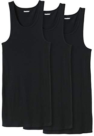 KingSize Men's Big & Tall 3-Pack Ribbed Cotton Tank Undershirt - 4XL, Black