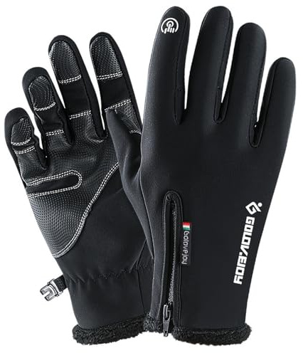 ZBDLXMD Winter Gloves Men Women -10℉ Touch Screen Waterproof Driving Warm Windproof Full Fingers Skiing Outdoor Work Cycling Fishing(Black, Medium)