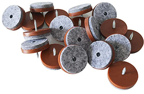1-1/2 Inch Screw-in Felt Pads - 40pcs Furniture Chair Table Glides Pad Floor Protectors for Wooden Legs Feets, Brown