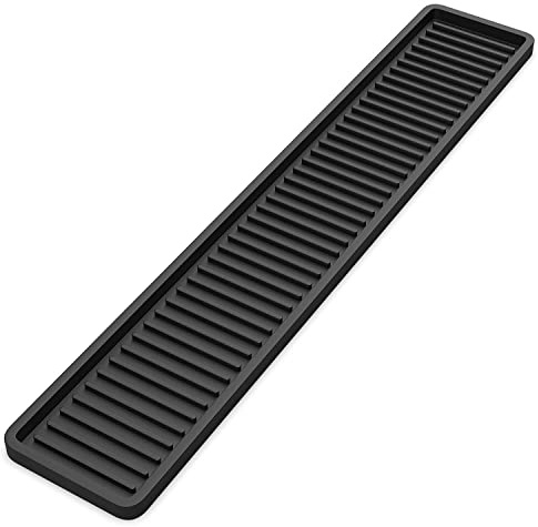 ZAPPOWARE Kitchen Sink Narrow Silicone Holder Tray 17.7x3.1, Vanity & Bathroom Organizer, Black, Heat-Resistant Mat