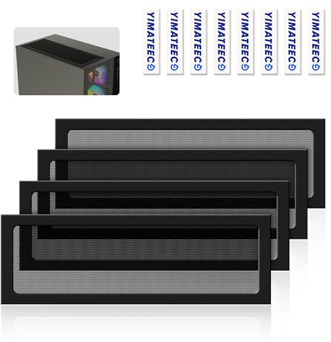 YIMATEECO Dammfilter PC 360 mm för datorkylare fläkt/PSU/routrar datorfläktfilter grillar PVC 50 nät, magnetisk ram PC kylfilter dammtätt nät (PVC, 120 x 360 mm, 4 st, svart)