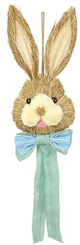 Bast-Hasenkopf Dekofigur Hase Osterhase Deko Ostern Osterdeko Figur Türdeko Osterkranz Wanddeko Osterdekoration Osterhänger Osterfigur Frühlingsdeko Dekohase Skulptur Basthase Frühling