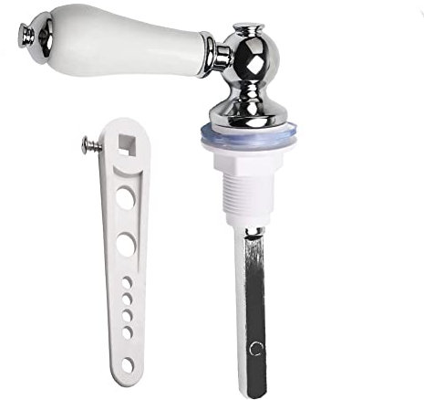 Lokatall Ceramic Toilet Flush Handle, Chrome Replacement Toilet Tank Universal Fit Lavatory Cistern Lever, Djustable Arm (3/8 Interface) fit 18mm Hole