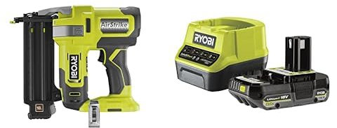 Ryobi - Cloueur d'assemblage 18G à air comprimé 18V - pointe de 15 à 50 mm - tête 1,2 mm - chargeur 105 pointes - Livré avec 500 pointes, 1 batterie 2Ah et 1 chargeur rapide