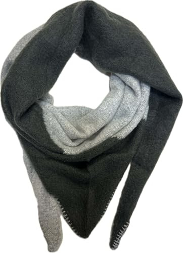 Jeamis Bufanda triangular XXL de punto cálida para invierno, bufanda de moda, otoño, primavera, triángulo, bufanda de lana, Negro , 160 x 48 cm