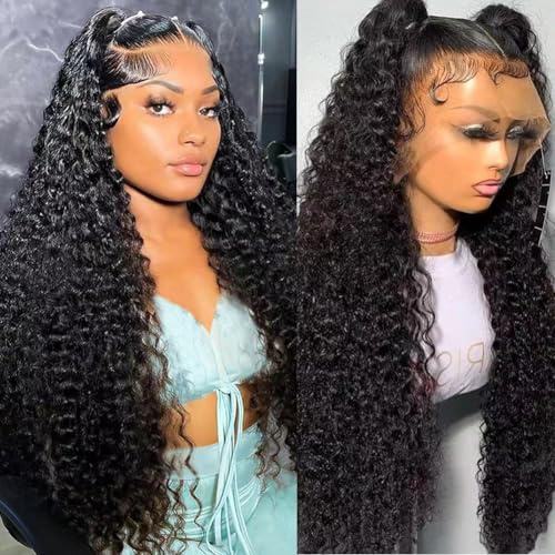 Keseyo 30 Inch Water Wave 13x6 HD Lace Front Wigs Human Hair Pre Plucked 200 Density Deep Part Curly Wig for Women with Hairline Water Wave Frontal Wigs Human Hair