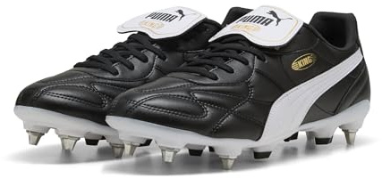 PUMA Unisex King TOP MXSG Soccer Shoe, Black White Gold, 8 UK