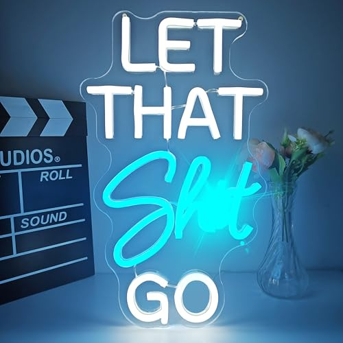 Let That Go Neon Sign for Wall Decor Dimmable Zen Bathroom Led Sign Neon Light Sign Funny Bathroom Wall Art Light Up for Bedroom Salon Home Toilet Room Restroom LetThatGo Neon Sign Dimmable