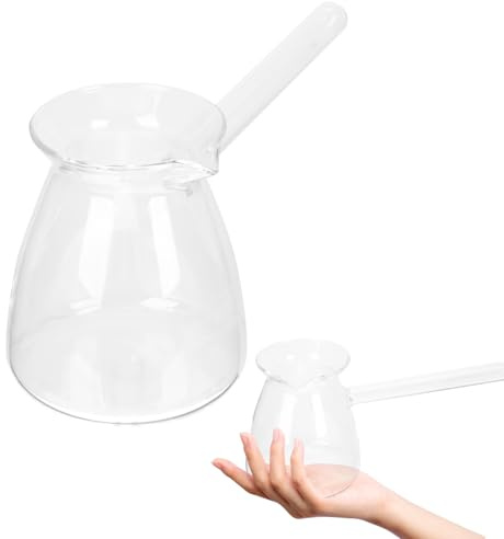 LABRIMP Teiera in Vetro Borosilicato Trasparente con Manico Laterale Resistente al Calore Pentola per Tè Turco e Bevande Calde Design Raffinato e Confortevole per Uso Quotidiano e Ufficio