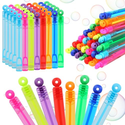 LOMIMOS 40 Pack Mini Seifenblasenstäbe，8 Farben Rosen Griff Seifenblasen Set für Party