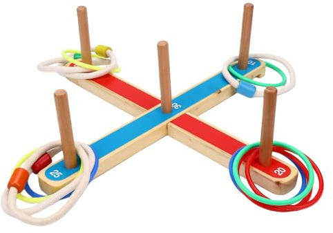 Generic Klassiskt Ringkastningsspel i trä för Alla åldrar, Förbättrar Handens ögonkoordination och Motoriska Färdigheter, Perfekt för Strandfester eller Trädgårdssammankomster, Bokträmaterial