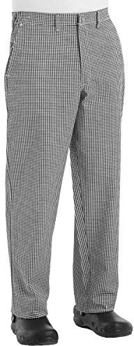 Chef Designs Men's Cook Pant - Elastic Waist Chef Pants for Professional Kitchens, Wrinkle Resistant, Front & Hip Pockets, Black/White Check, 36W x 30L