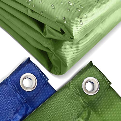 Jago® Bâche de Protection - 4x3m, Imperméable, Durable, Résistant aux Hautes Températures et aux UV, Multi-Usages, Polyester, PVC, Vert - Couverture de Survie, Extérieur, Camping, Bois