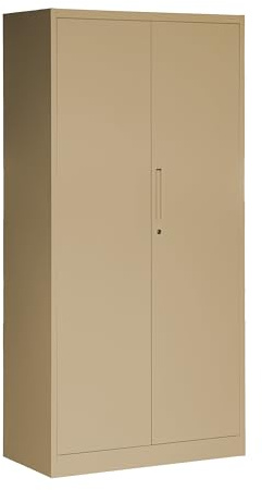Jan Nowak Armario de Oficina Metálico C34 Armario de Herramientas con Compartimentos Barra de Colgar Recubrimiento de Polvo 185 cm x 90 cm x 45 cm Beige