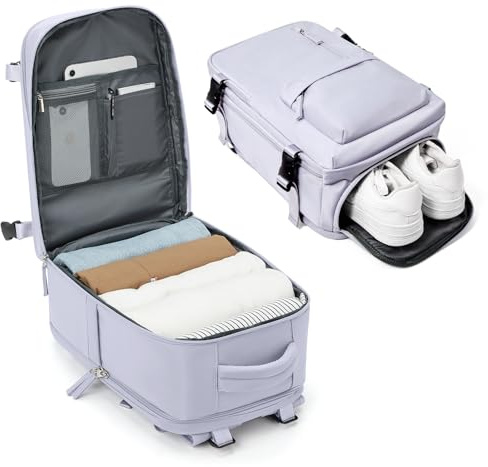 BJLFS Borse da Cabina per Ryanair 40×20×25 Bagaglio a Mano Easyjet Borsa Zaino da Viaggio, Zaino da trekking,Zaino Casual per laptop,Viola