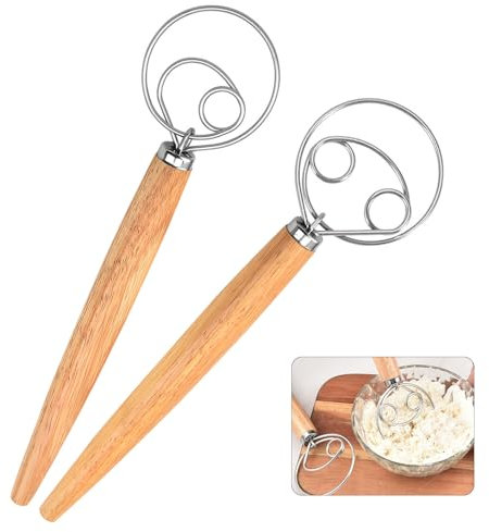 Dänischer Schneebesen, 2 Stücke Edelstahl Dänischer Teigbesen für Teig, Teigbesen Eierschläger Teigrüher Danish Whisk Mit langem Griff als Brotbackzubehör, ideal zum Kochen