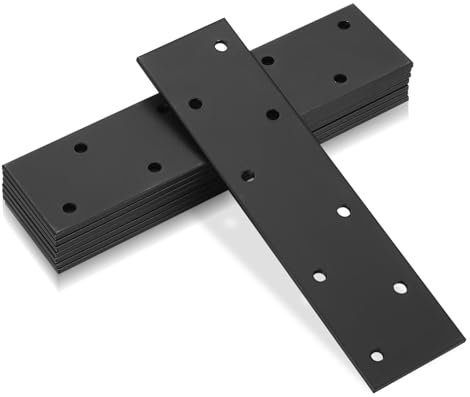 7 Pz Piastra di Giunzione Piana, Staffe Piatte Lamiera Forata, Staffe Piastra di Fissaggio, Piastre Staffe Perforate Connettore, Lastrina di Giunzione Piatta con 8 Foro per Legno, 150x38 mm/Nero