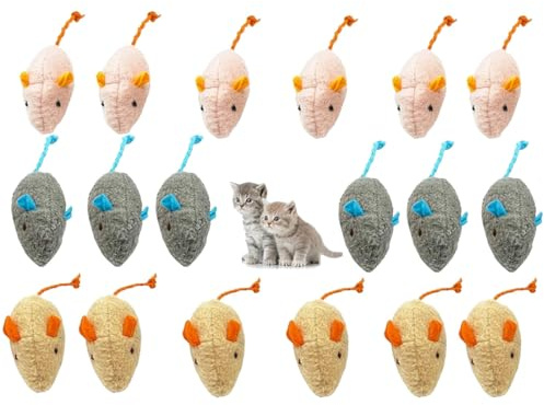 ZKGYUS 18 unidades de juguetes para gatos, ratones de juguete de hierba gatera, ratones de peluche con catnip, hierba gatera interactiva para gatos y gatitos