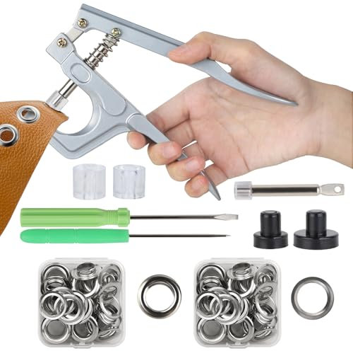 Hole Tool Kit, 25 Loch Set, 14mm Silber Loch Disc Loch Zange, geeignet für Schnürsenkel, Kleidung, Rucksäcke, Schuhleder