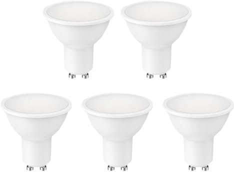 Area illumina Lampadina LED GU10 8 WATT, Luce Calda 806 Lumen, Luce Naturale 810 Lumen, Luce Fredda 815 Lumen, Apertura 120°, Confezione da 5/10 Pezzi (5, Naturale)