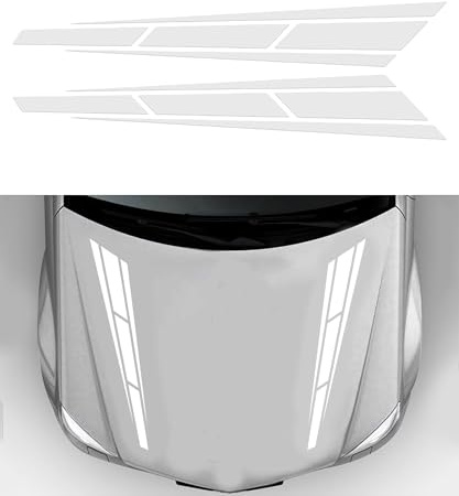 Flaconi 2PCS Pegatinas de Rayas para Capó de Coche, Pegatina Coche,Pegatinas Coche Tuning,Pegatinas Coche Exterior,Adecuado para la mayoría de Coches,SUV, Camiones,Vehículos Todoterreno (Blanco)