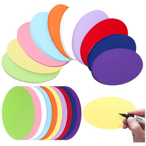 Lot de 500 cartes de modération ovales, multicolores, 13 x 8 cm, avec mallette de modération, pour présentation, école, bureau