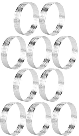 Fobufue Paquete de 10 Anillos Circulares para Tartas de 12 cm con Agujeros, de Acero Inoxidable, para Tartas, Quiches, Pasteles, Mousse, Moldes para Hornear en la Cocina.