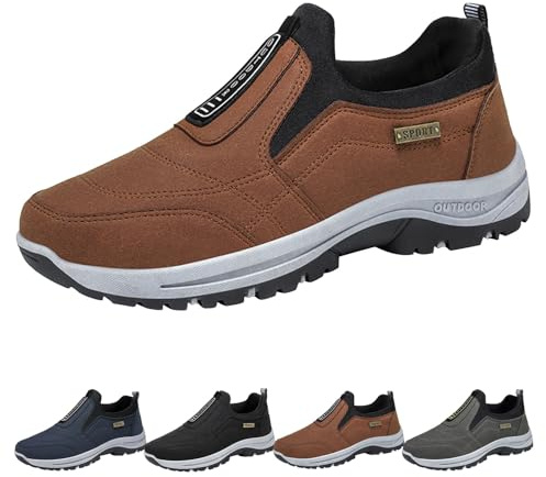 Zapatillas de trekking ortopédicas y ortopédicas para hombre, ergonómicas, para aliviar el dolor, ligeras, antideslizantes, unisex, para fitness al aire libre y para el día a día, café, 45 EU