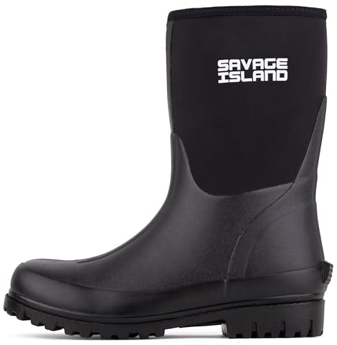 Savage Island Women's Short Neoprene Insulated Rubber Wellington Boots Warm Lined Fully Waterproof Wellies