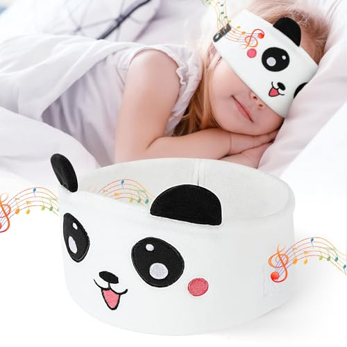 OFFCUP Bluetooth sovmask barn ögonmask, sovhörlurar Bluetooth | Pannband hörlurar, musik sova pannband sömn hörlurar pannband sovglasögon för barn tupplur resa pandor
