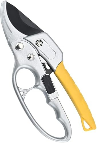 Professional Pruner Pruning Shears, Ratchet Anvil Garden Scissors, Carbon Steel Hand Tool for Branch Gardening and Plant Care