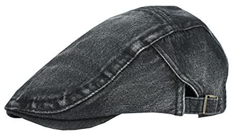 Generisch Boina para hombre, vaquera, clásica, gorra de boina ajustable, gorra deslizante, gorro para hombre, gorro de periódico, gorra plana, unisex, para exteriores, protección solar, Negro , Talla