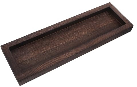 SMASOLO Vassoio Portacandele Rustico in Legno lungo e Stretto, Vassoio Decorativo Rettangolare da Fattoria per Cucina e Bagno, Organizer Compatto per Cosmetici e Accessori Casa