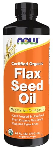 NOW Foods Supplements, Certified Organic Flax Seed Oil Liquid, Cold-Pressed and Unrefined, 24-Ounce