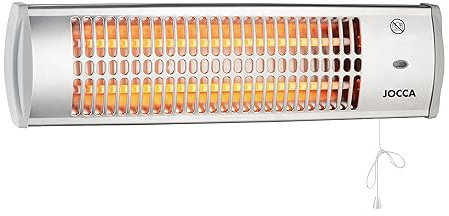 JOCCA - Riscaldatore da Parete al Quarzo | Stufa Elettrica da Parete | 2 Livelli di Potenza 600W e 1200W | Riscaldamento Rapido per Bagno | Risparmio Energetico | Emissione di Calore Immediata
