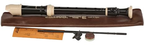 Aulos C soprano recorder Symphony 503B - dark brown/ivory-coloured - baroque fingering, with double holes - with bag, cleaning rod etc. - removable thumb rest - 3-piece - curved windway