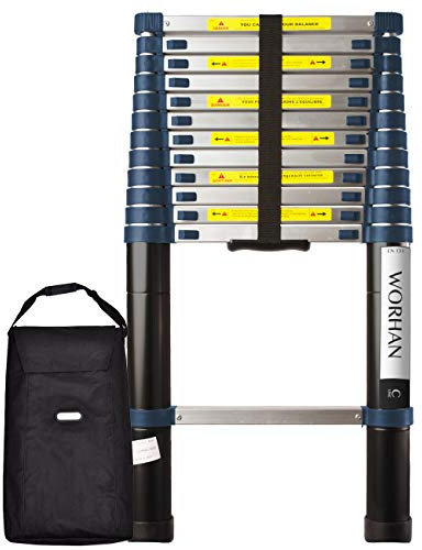 WORHAN Echelle de 3.8m Télescopique Pro Aluminium Anodisé Solide Extensible 380cm (...3.8m C-Line & Sac) 1K3.8C+Bag