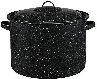 Granite Ware 21-Quart Stockpot, Large Capacity for Soups, Stews, Pasta - Durable Graniteware with Non-Stick Surface for Easy Cleaning - Chip-Resistant & Even Heat Distribution (Speckled Black)